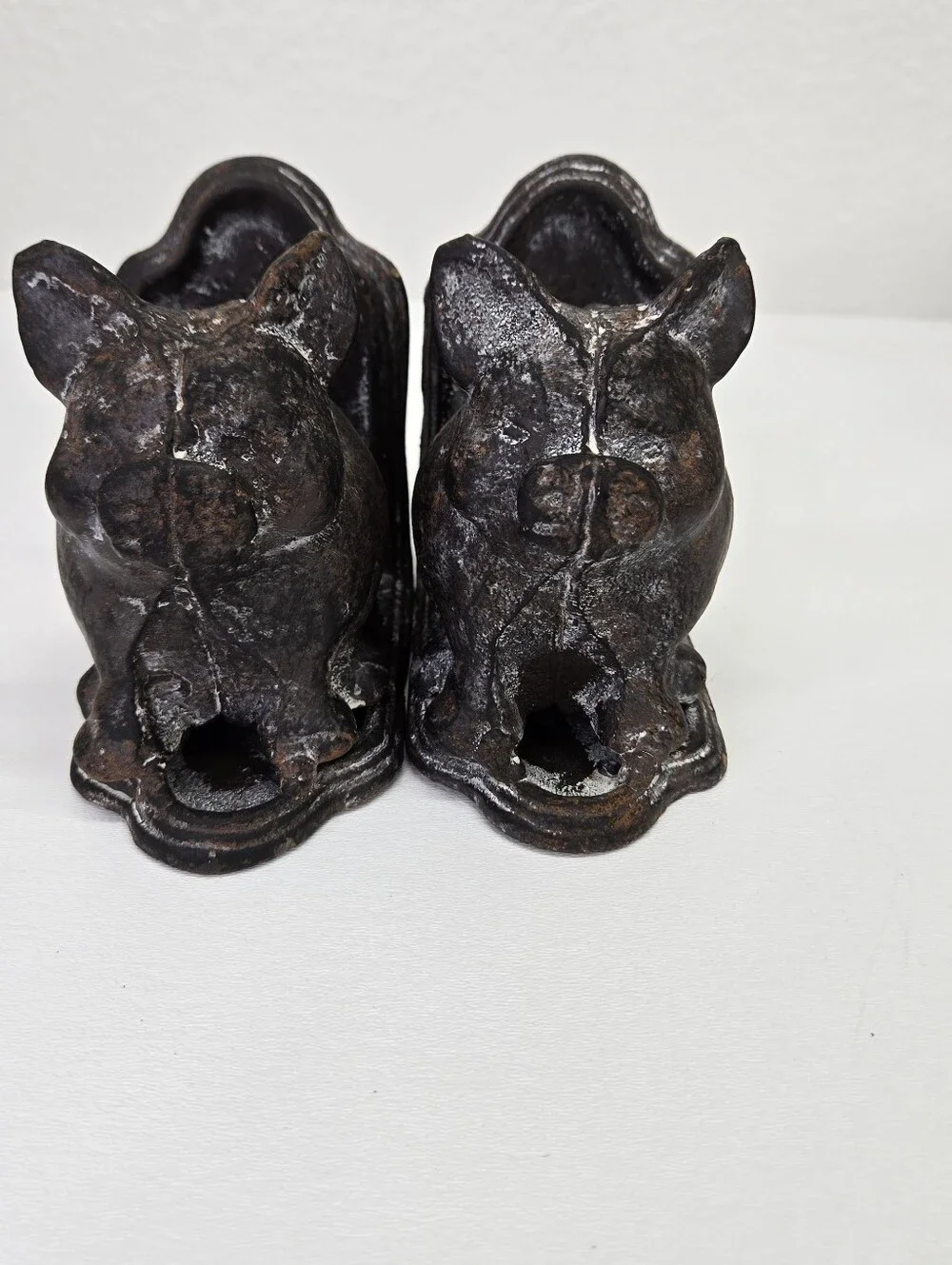 VTG Cast Iron‎ Pig Bookends Set 2 Heavy Rustic Farmhouse Country Decor Black